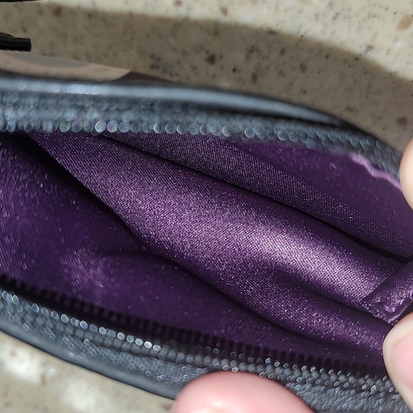 COACH Madison Op Art Purple black Satin & Patent Leather Wristlet Bag - Picture 4 of 5